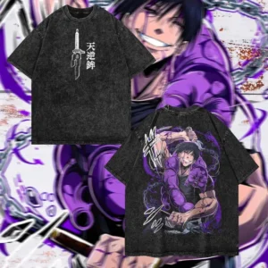 Jujutsu Kaisen  Washed Cotton T-shirts Short Sleeve Retro